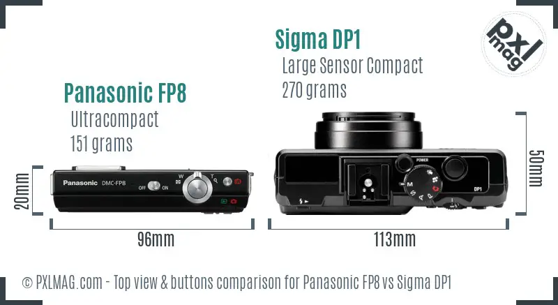 Panasonic FP8 vs Sigma DP1 top view buttons comparison