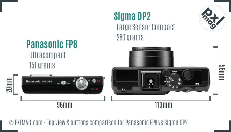 Panasonic FP8 vs Sigma DP2 top view buttons comparison