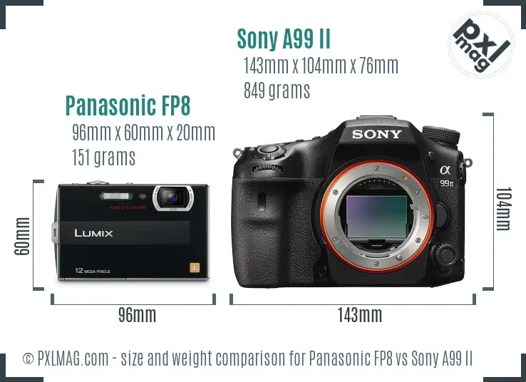Panasonic FP8 vs Sony A99 II size comparison