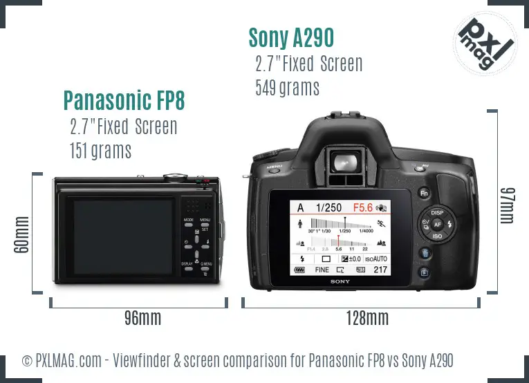 Panasonic FP8 vs Sony A290 Screen and Viewfinder comparison
