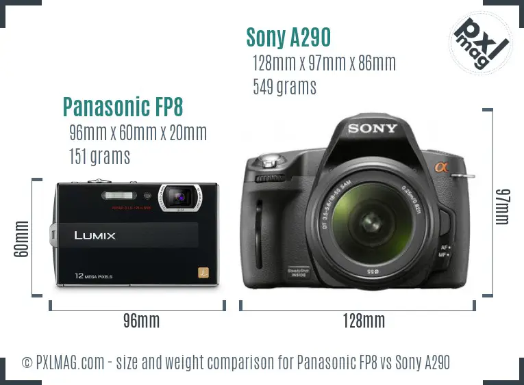 Panasonic FP8 vs Sony A290 size comparison