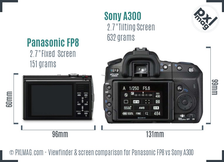 Panasonic FP8 vs Sony A300 Screen and Viewfinder comparison