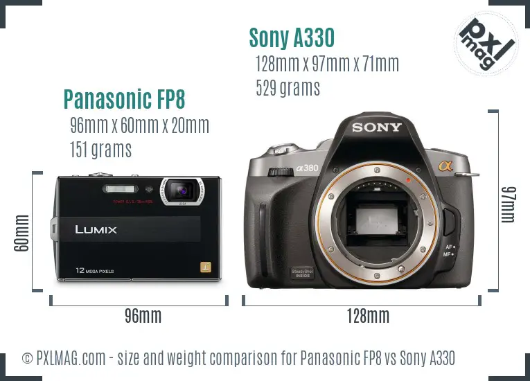 Panasonic FP8 vs Sony A330 size comparison