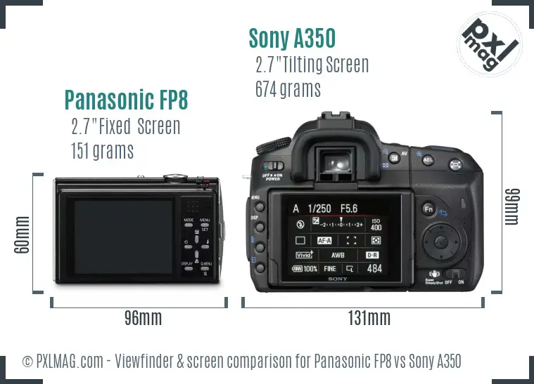 Panasonic FP8 vs Sony A350 Screen and Viewfinder comparison