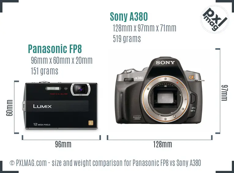 Panasonic FP8 vs Sony A380 size comparison