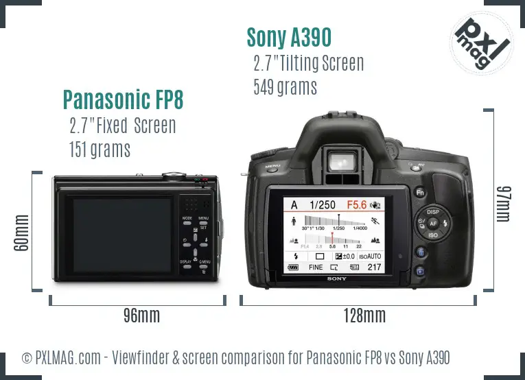 Panasonic FP8 vs Sony A390 Screen and Viewfinder comparison