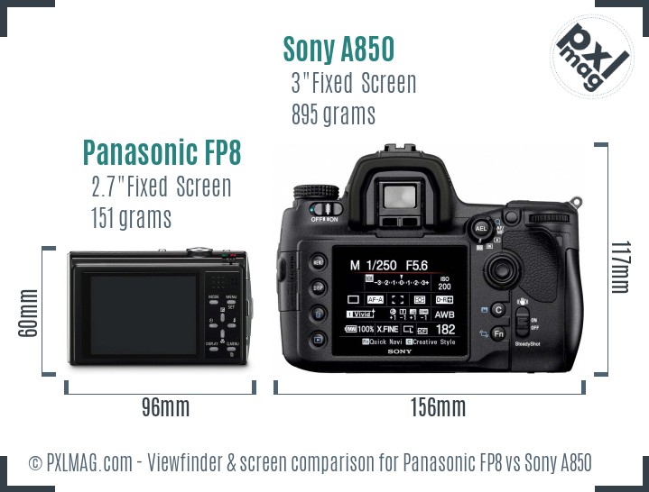 Panasonic FP8 vs Sony A850 Screen and Viewfinder comparison