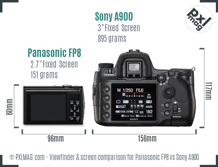 Panasonic FP8 vs Sony A900 Screen and Viewfinder comparison