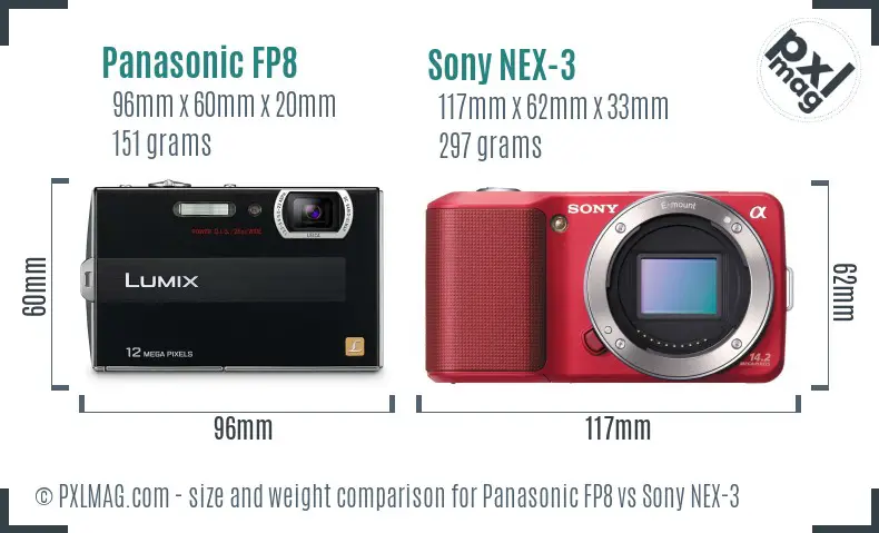 Panasonic FP8 vs Sony NEX-3 size comparison
