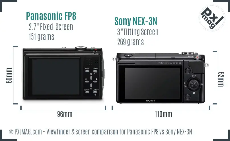 Panasonic FP8 vs Sony NEX-3N Screen and Viewfinder comparison