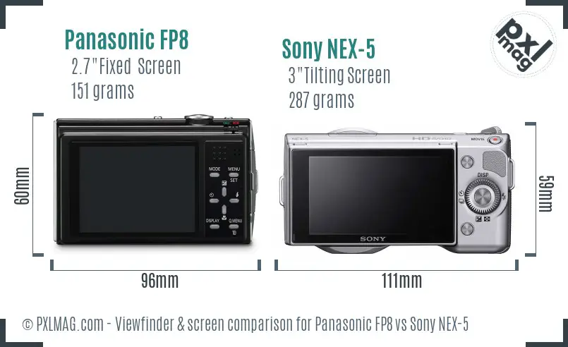 Panasonic FP8 vs Sony NEX-5 Screen and Viewfinder comparison