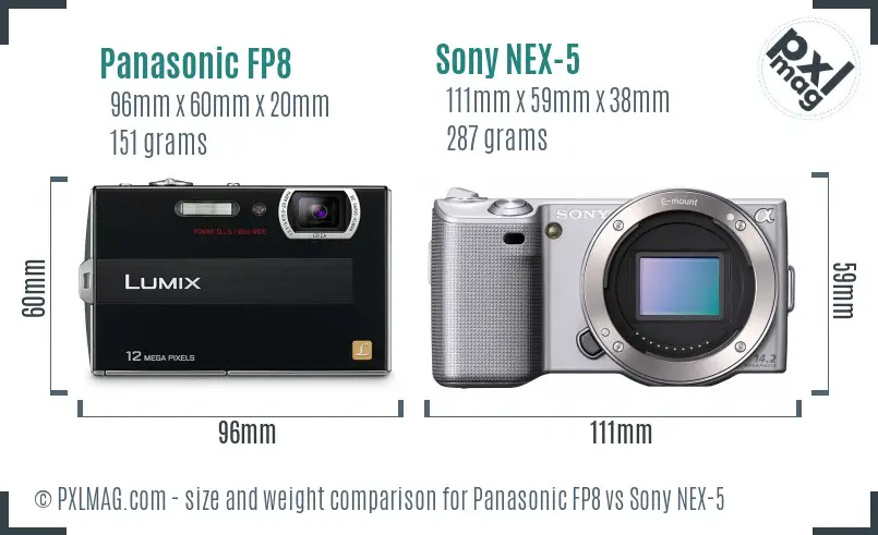 Panasonic FP8 vs Sony NEX-5 size comparison