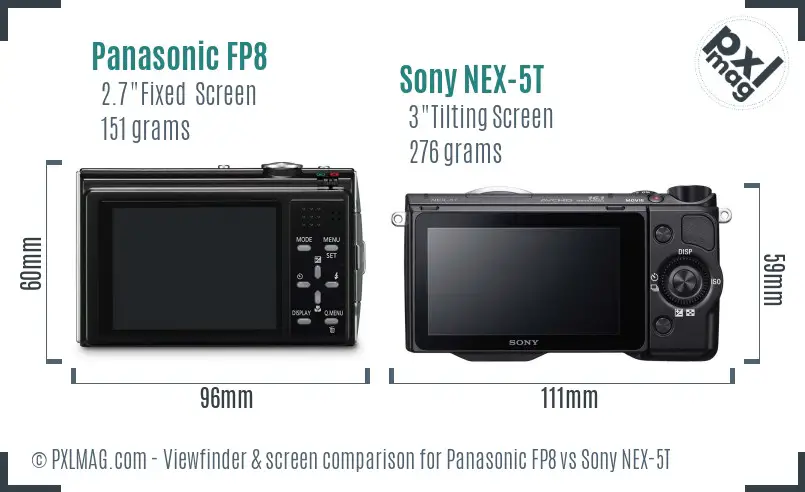 Panasonic FP8 vs Sony NEX-5T Screen and Viewfinder comparison