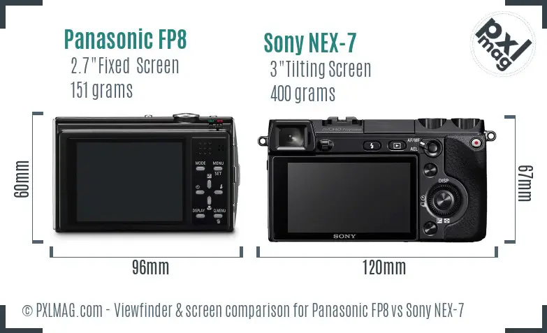 Panasonic FP8 vs Sony NEX-7 Screen and Viewfinder comparison