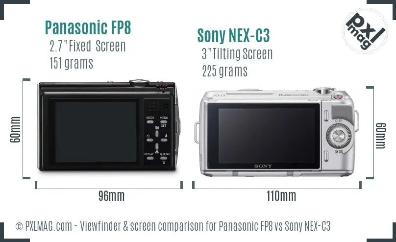 Panasonic FP8 vs Sony NEX-C3 Screen and Viewfinder comparison