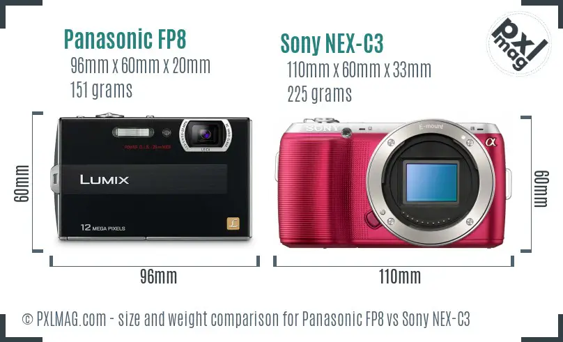 Panasonic FP8 vs Sony NEX-C3 size comparison