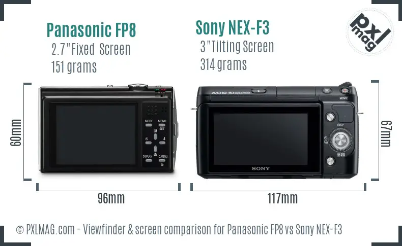 Panasonic FP8 vs Sony NEX-F3 Screen and Viewfinder comparison