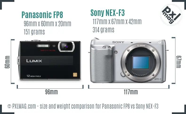 Panasonic FP8 vs Sony NEX-F3 size comparison