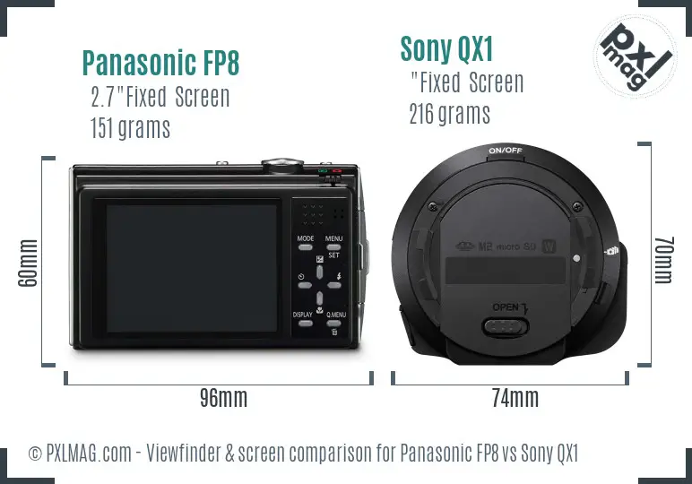 Panasonic FP8 vs Sony QX1 Screen and Viewfinder comparison