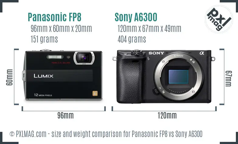 Panasonic FP8 vs Sony A6300 size comparison