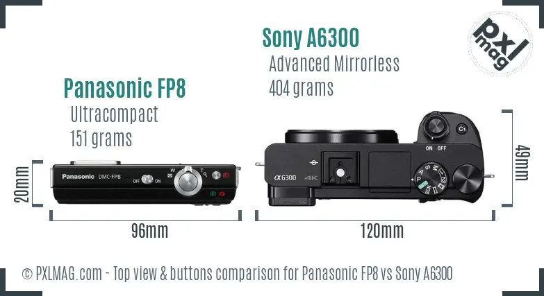 Panasonic FP8 vs Sony A6300 top view buttons comparison