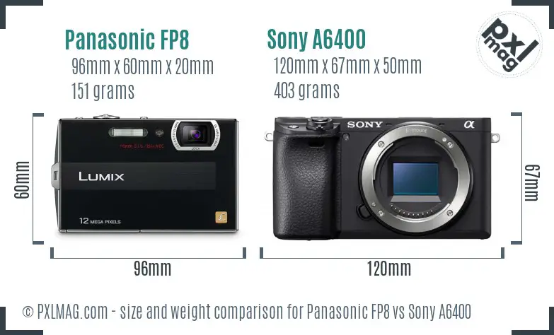 Panasonic FP8 vs Sony A6400 size comparison