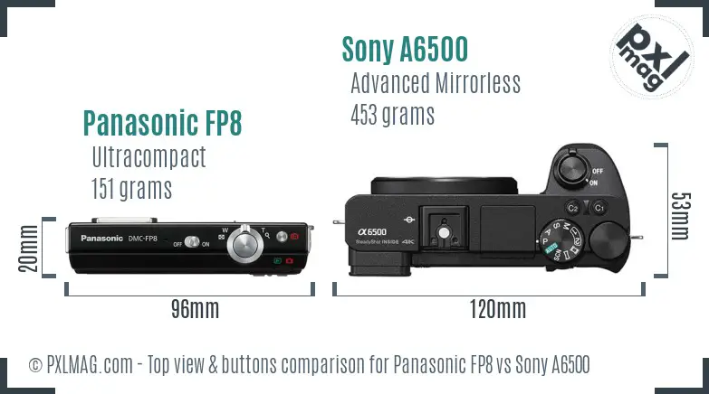Panasonic FP8 vs Sony A6500 top view buttons comparison