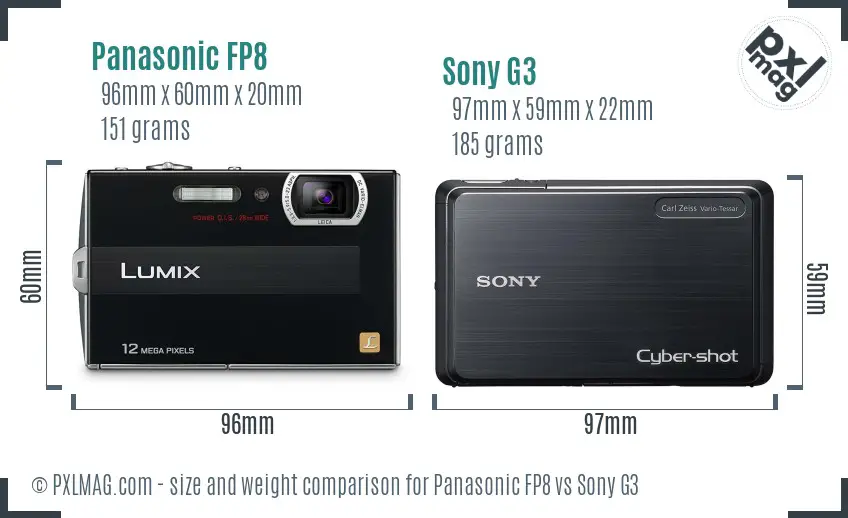 Panasonic FP8 vs Sony G3 size comparison