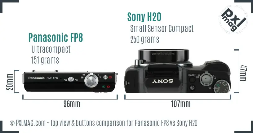 Panasonic FP8 vs Sony H20 top view buttons comparison