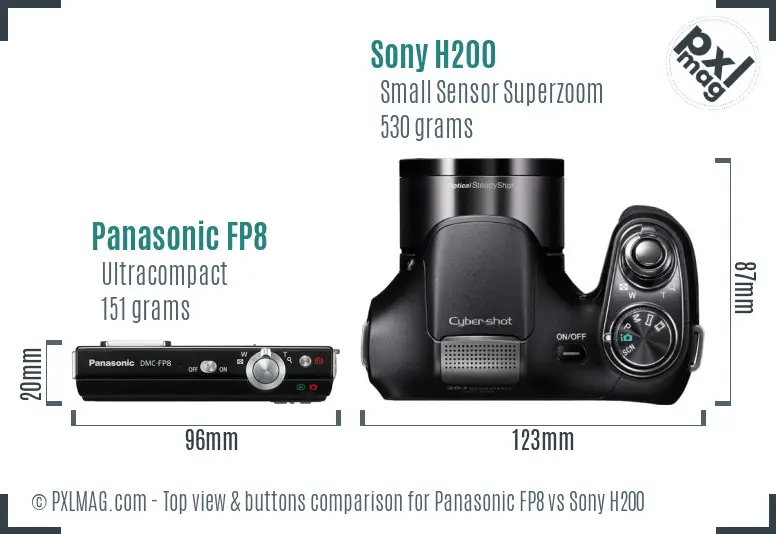 Panasonic FP8 vs Sony H200 top view buttons comparison