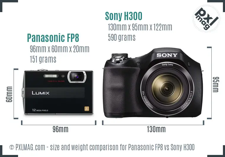 Panasonic FP8 vs Sony H300 size comparison