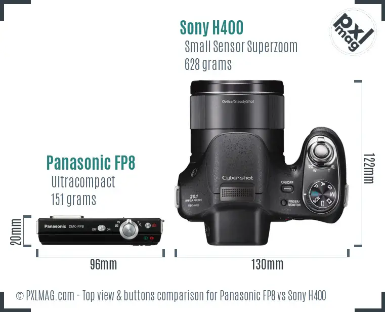 Panasonic FP8 vs Sony H400 top view buttons comparison