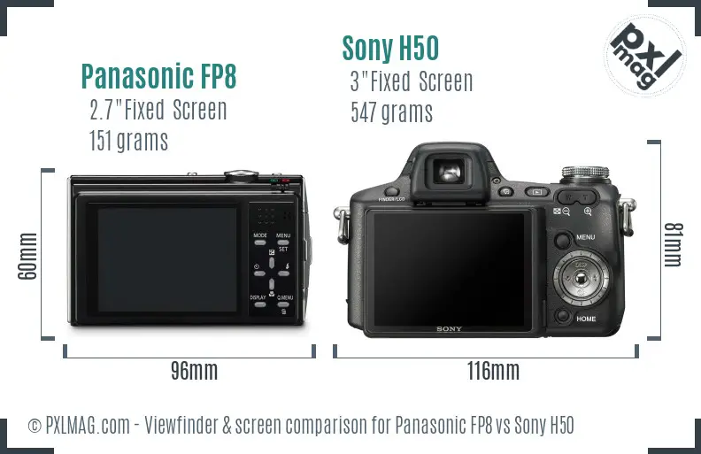 Panasonic FP8 vs Sony H50 Screen and Viewfinder comparison