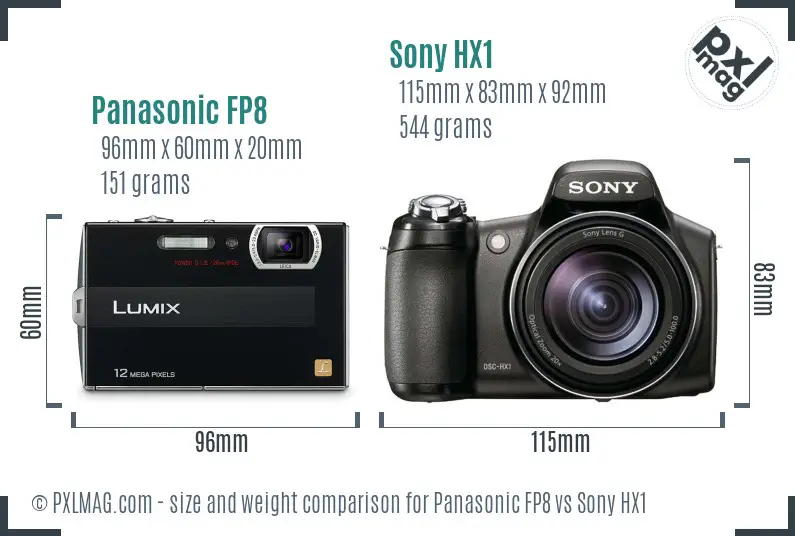 Panasonic FP8 vs Sony HX1 size comparison