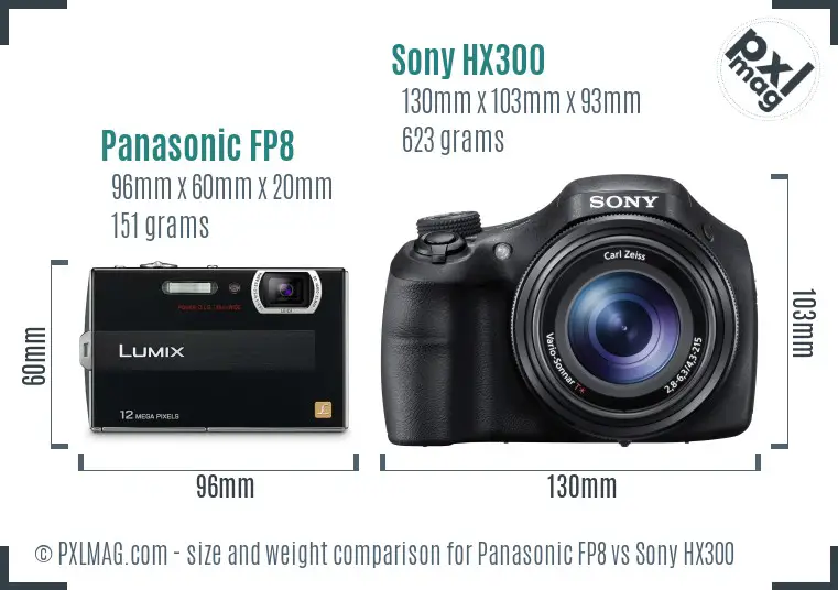 Panasonic FP8 vs Sony HX300 size comparison