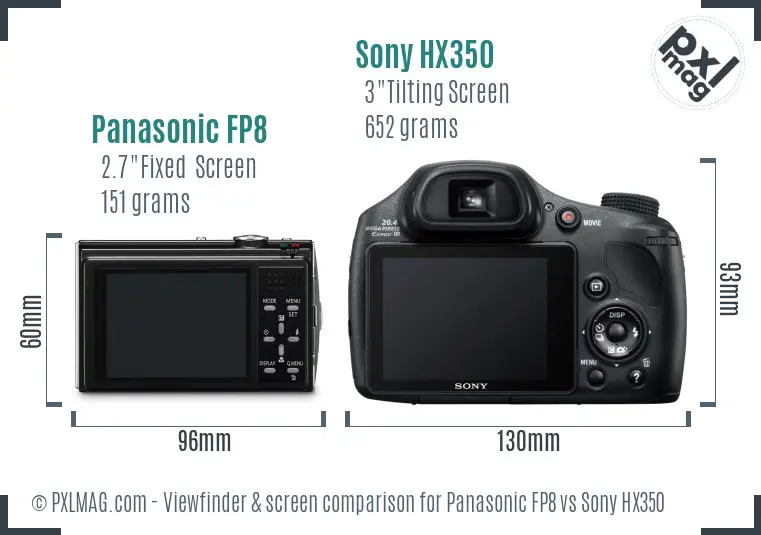 Panasonic FP8 vs Sony HX350 Screen and Viewfinder comparison