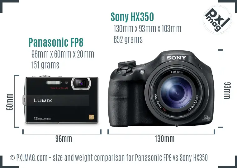 Panasonic FP8 vs Sony HX350 size comparison