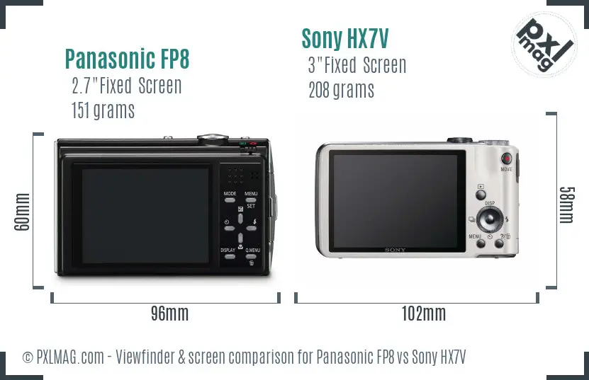 Panasonic FP8 vs Sony HX7V Screen and Viewfinder comparison