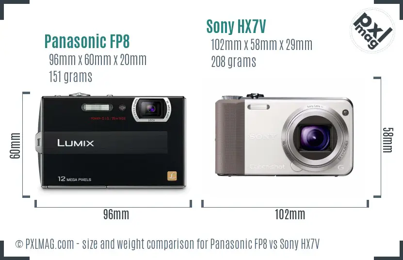Panasonic FP8 vs Sony HX7V size comparison