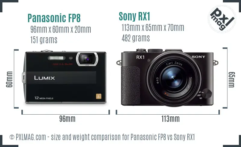 Panasonic FP8 vs Sony RX1 size comparison