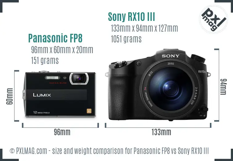 Panasonic FP8 vs Sony RX10 III size comparison