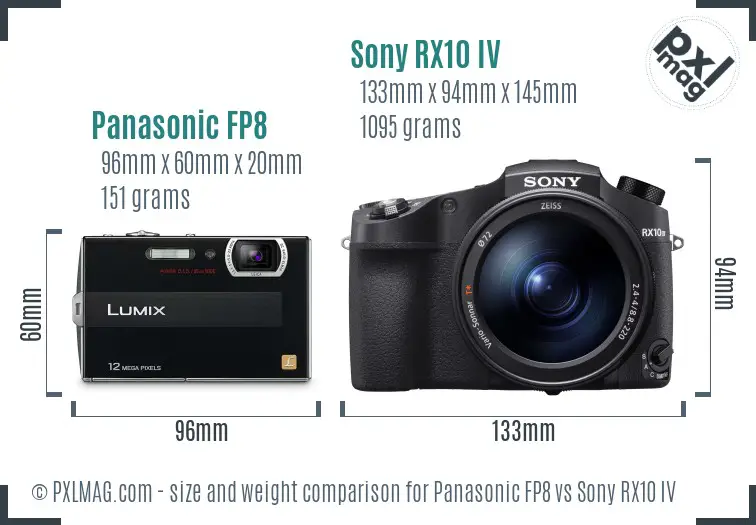 Panasonic FP8 vs Sony RX10 IV size comparison