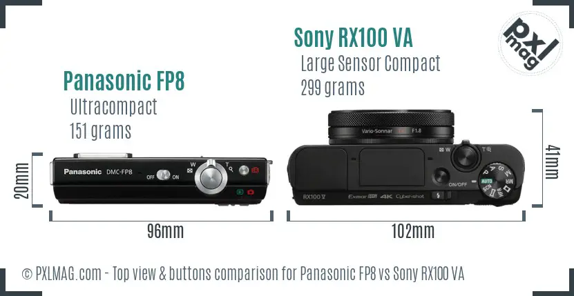 Panasonic FP8 vs Sony RX100 VA top view buttons comparison