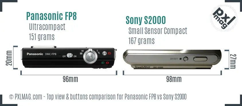 Panasonic FP8 vs Sony S2000 top view buttons comparison