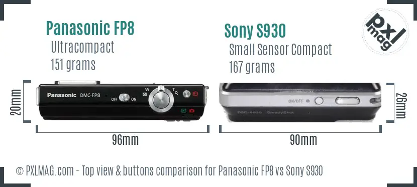 Panasonic FP8 vs Sony S930 top view buttons comparison