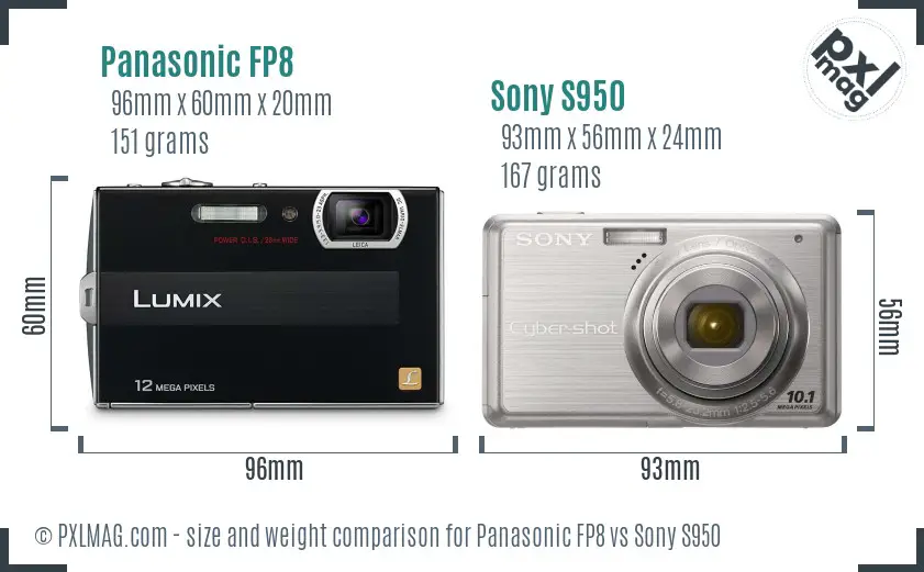 Panasonic FP8 vs Sony S950 size comparison