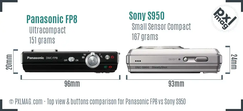 Panasonic FP8 vs Sony S950 top view buttons comparison