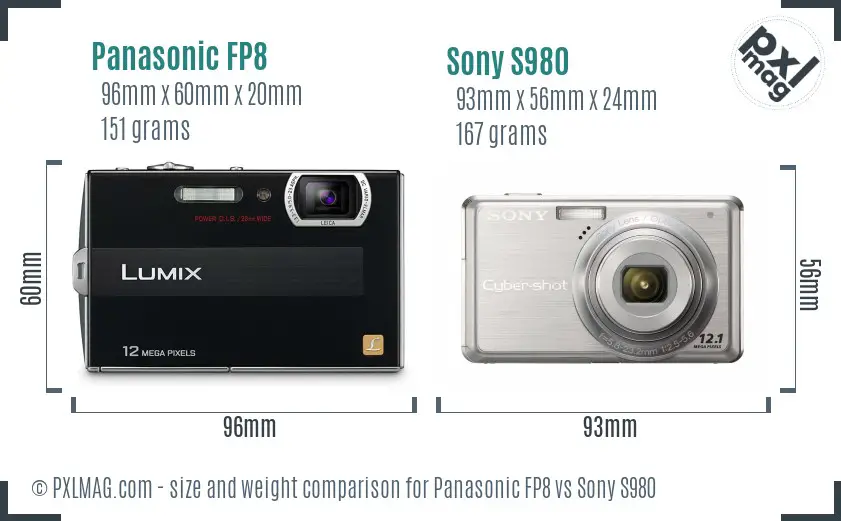 Panasonic FP8 vs Sony S980 size comparison