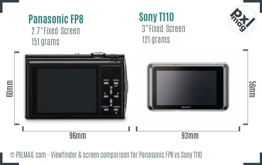 Panasonic FP8 vs Sony T110 Screen and Viewfinder comparison