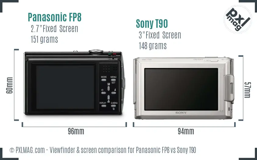 Panasonic FP8 vs Sony T90 Screen and Viewfinder comparison